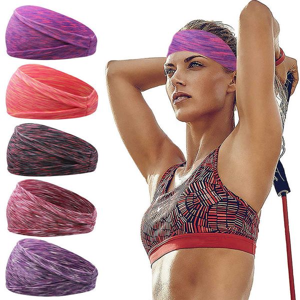 

2pc headbands absorbing sweat sport hair bands men women elastic yoga headbands fitness headwear headwrap sports hair accessories y23, Silver