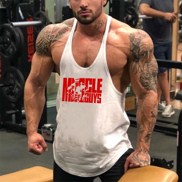 

mens tank brand clothing bodybuilding gym back vest muscle fashion sleeveless stringer singlets fitness workout sports shirt 230419, White;black