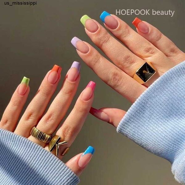 

false nails 24pcs french five color finished fake nails art seamless removable fake nails decoration artificial acrylic press on nails tips, Red;gold