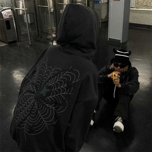 

men's hoodies sweatshirts hip hop men sweatshirt hoodie spider printed streetwear harajuku y2k clothing pullover winter fall hoodies ca, Black