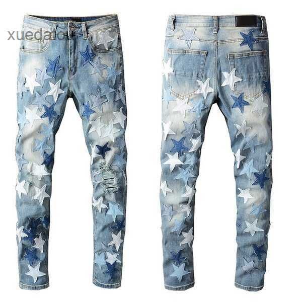 

luxurys designer mens jeans 22ss fashion slim-leg jeans five star biker pants distressed water diamond stripes denim trousers size 29-40 3 k, Blue