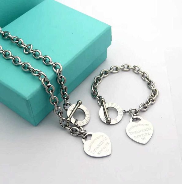 

bangle luxury designer sterling silver heart bracelet add necklace set shape original fashion classic women jewelry gift with box 58ess, Black