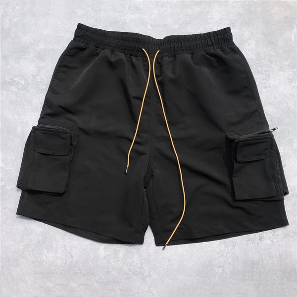 

men's shorts summer black military cargo jogger men loose fit drawstring sweat short streetwear nine-pocket styling 230419, White;black