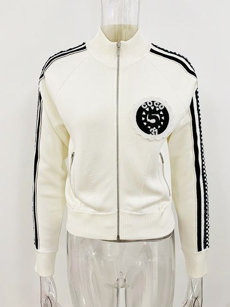 

high-quality badge beading sequins knitting jacket, Black;brown