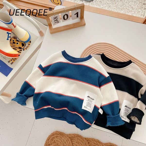 

hoodies sweatshirts cotton striped 2023 spring autumn school children sweatshirt little boys casual pullover toddler clothing kids wear for, Black