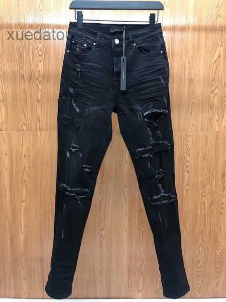

men's jeans designers jean 2023 hombre trousers men embroidery patchwork ripped for trend brand motorcycle pant mens skinny 7 xc42, Blue
