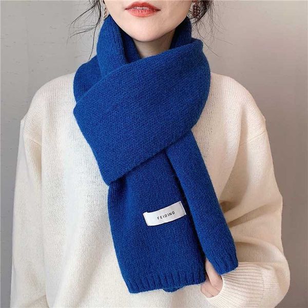 

scarves winter scarf for women student autumn warm solid color knitted long scarves for boy girl soft neck scarf shawl new korean style aa23, Blue;gray