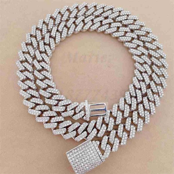

2022 luxury iced out hip hop cuban link silver 925 solid gold vvs moissanite diamond cuban chains