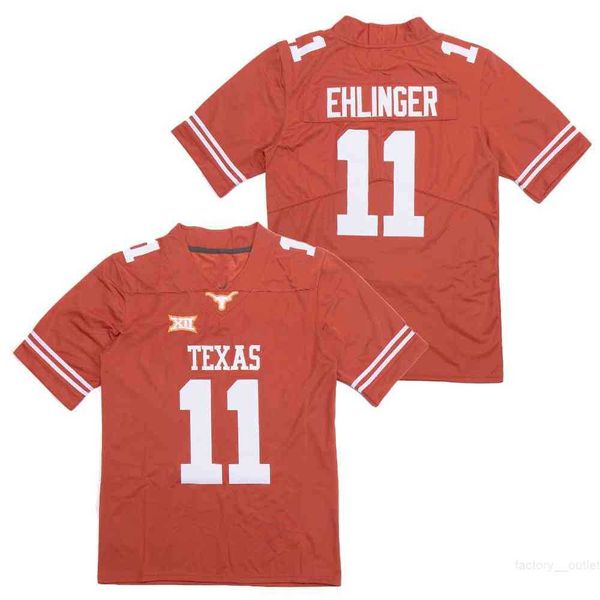 

college texas longhorns football 11 sam ehlinger jersey men team color orange all stitched breathable university pure cotton good quality, Black