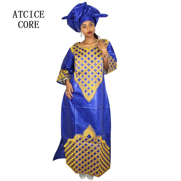 

ethnic clothing african dress for woman bazin riche embroidery design long dress with scarf a196# 230419, Red
