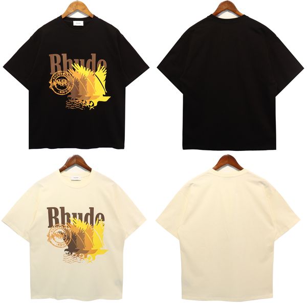

men's t-shirts 23 summer designer shirt luxury rhude t shirt womens and men's tshirt short sleeve and round neck fashion tees ladi, White;black