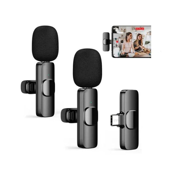 

wireless collar clip type microphone portable audio video recording mini mic for iphone android live broadcast equipment gaming phone mic dh