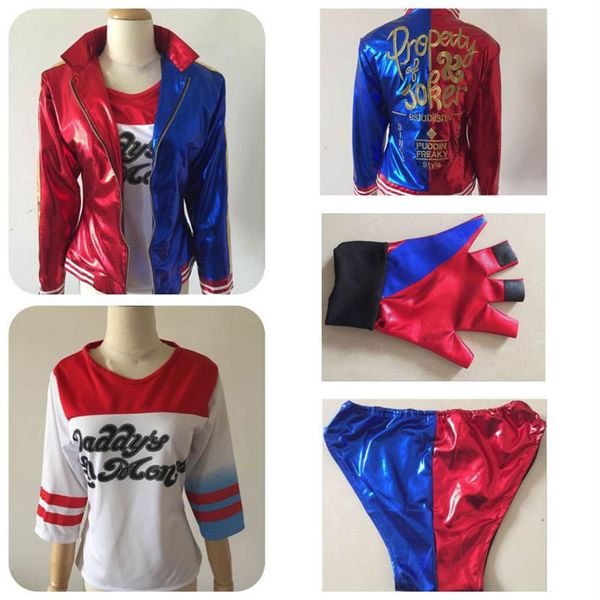 

2021 new luxury harley quinn costumes embroidery cosplay suicide squad plus size ugly woman clothing selling2546, Black;red