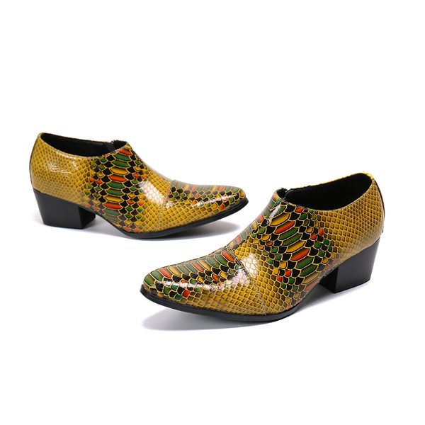 

men cow genuine leather snake skin high heels man shoes business dress suit shoes men brand bullock wedding mens shoes oxford, Black