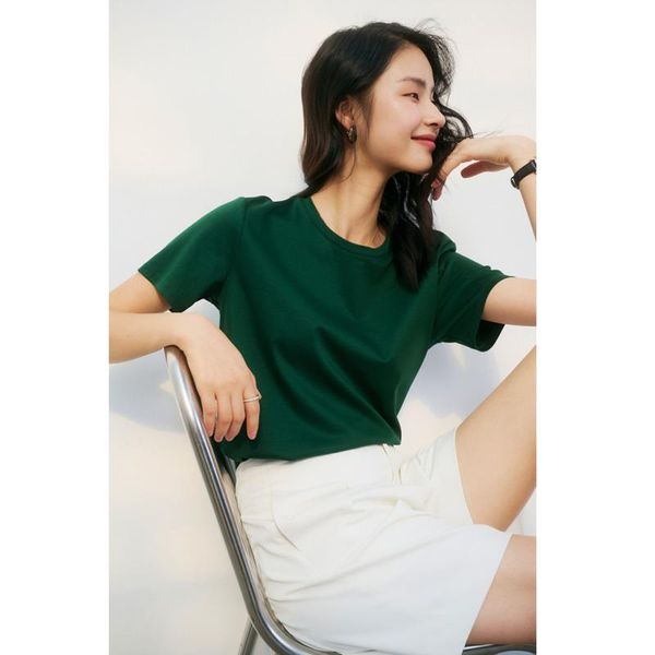 

t-shirt summer women soft silky double mercerized roman cotton tshirts o neck straight short sleeve multicolor tshirt casual 2021, White