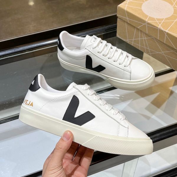

new veja shoes womens sneakers shoes mens classic white fashion couples vegetarianism style original veja campo size 36-45, Black