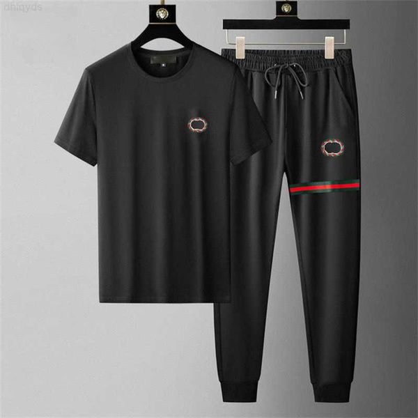 

men's sportswear t-shirt pants suit summer casual fashion designer sportswear men's pants jogging breathable track short sleeve 12, Gray