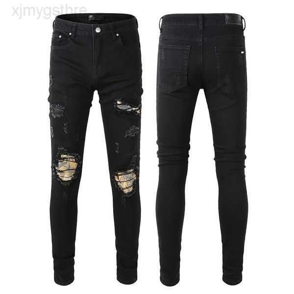 

wholesale balaman mens jeans men ripped skinny straight slim elastic denim biker jeans pants long stylish fit jean 17azzb, Blue