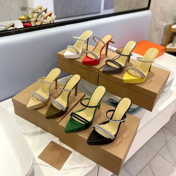 

designer sandals shiny rhinester dress shoes luxury fashion brand new shoes women's square toe slippers sold in 2023, Black