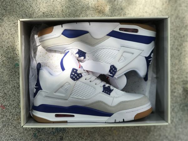 

2023 basketball shoes sports sb jumpman 4 og 4 white blue send with box jumpman1shoes
