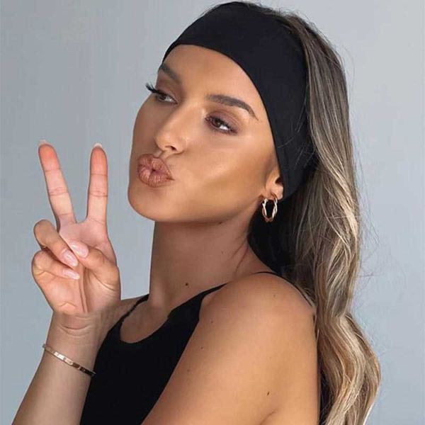 

2pc headbands women solid color elastic hair bands yoga headband fashion turban makeup hair hoop vintag headwrap hair accessories wholesale, Silver