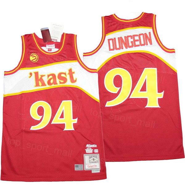 

moive basketball outkast x br remix #94 dungeon jersey red team color embroidery and stitched for sport fans breathable pure cotton pullover, Black