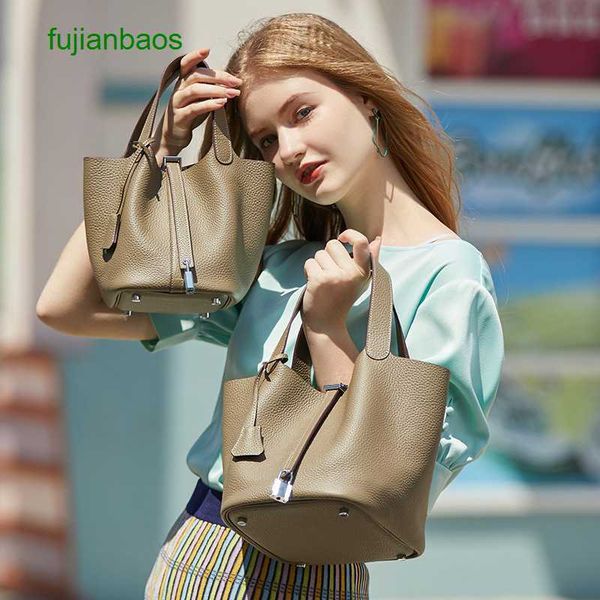 

hemres picotn handbags vegetable basket women's bag leather bucket layer cow 2023 new fashion versatile large capacity, Black