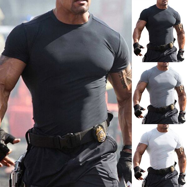 

men's t shirts men summer running short sleeve gym sports training outdoor jogging breathable bodybuilding underwear 230419, White;black