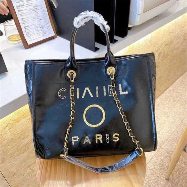 

50% off luxury handbags women's beach metal pearl letter badge tote bag small leather large chain wallet kwiq