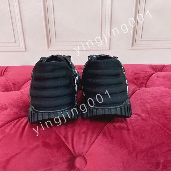 

luxury designer calfskin casual shoes reflective sneakers vintage trainers fashion shoes platform lace-up sneaker, Black