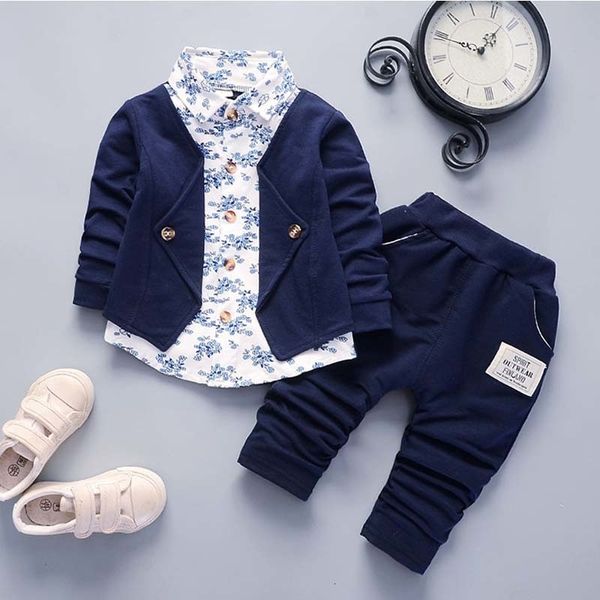 

clothing sets spring autumn boys clothes infant gentleman suit toddler children flower coat pants 2pcs kid casual tracksuits for baby 230418, White
