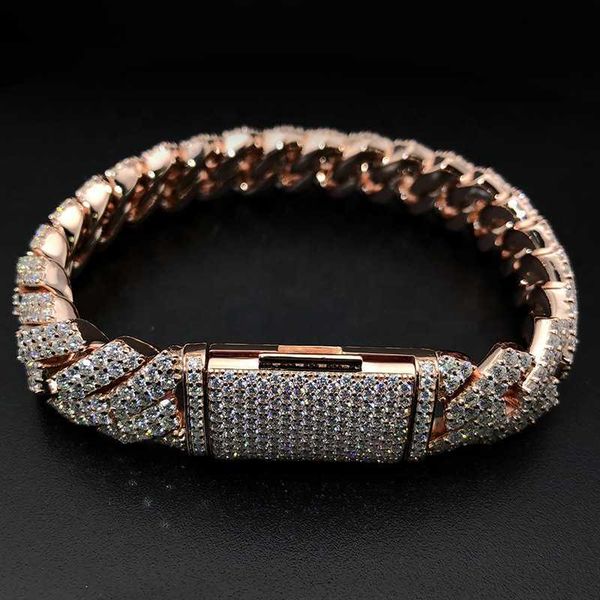 

factory custom real s925 silver 9k 10 14k 18k gold moissanite lad diamond cuban link chain bracelet