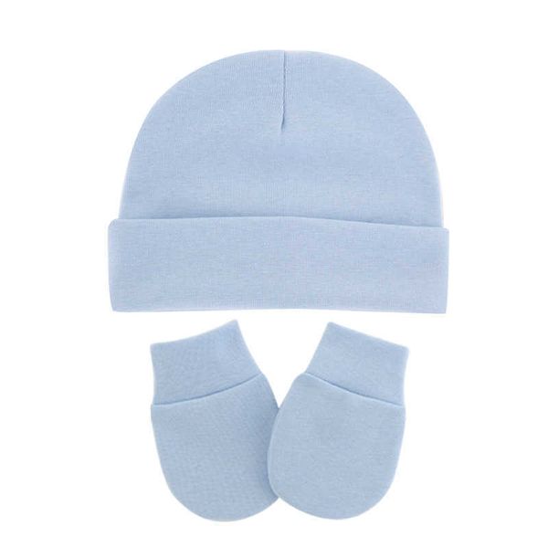 

caps hats 3pcs baby infants anti scratching cotton gloves+hat set newborn face protection scratch mittens warm cap kit w0419, Yellow