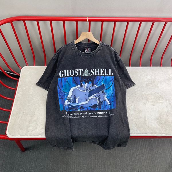 

23ss summer japan plus size tee anime p t shirt print men vintage streetwear casual short sleeve cotton tshirt, Black;brown