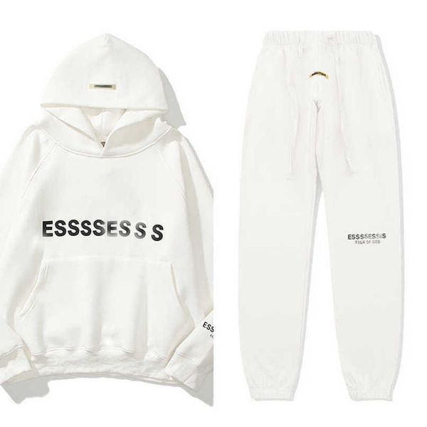 

men's luxury classics sweatshirts essss entials tracksuits letter hoodies men women sportswear hooded pant coat sweater pullover coupl, Gray