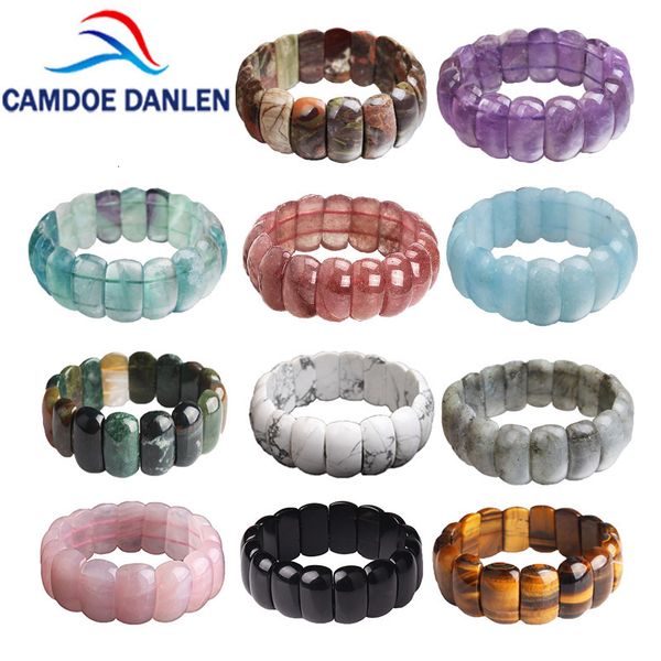 

beaded 20 styles 100% natural stone onyx/amethysts/turquoise elastic rope bangles bracelets jewelry energy bracelet for women or men 230419, Black