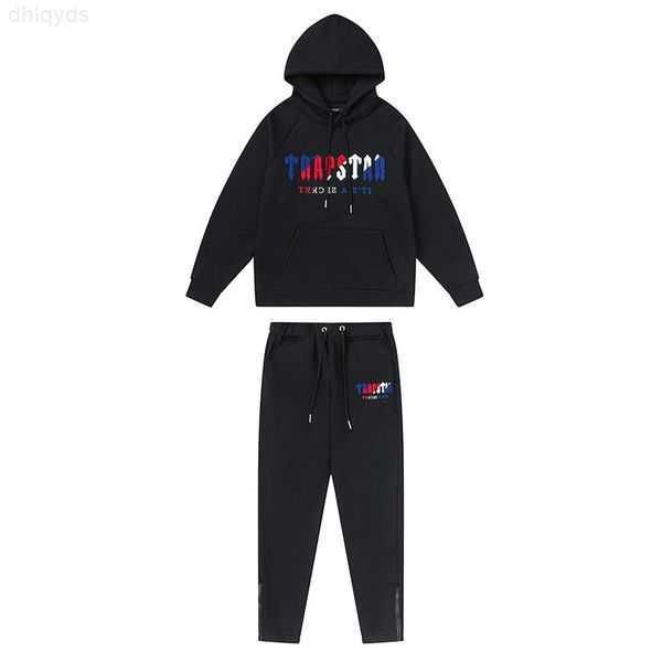 

black hoodie trapstar tracksuit rainbow towel embroidery decoding hooded sportswear men and women suit 95lri, Gray