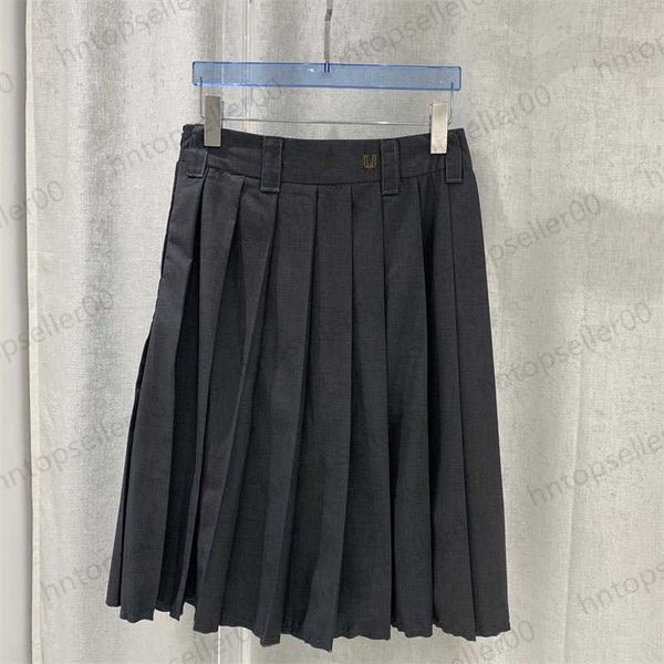

womens designer skirt summer spring grey fashion casual luxury classic waist brand letter logo printed loose pleated half dress pure cotton, Black