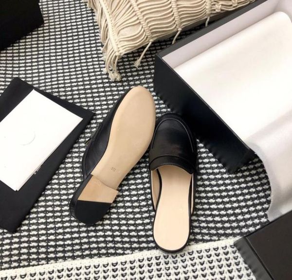 

baotou slippers women wear summer 2021 leather sandals fashion joker lok fu shoes flat bottom9238488, Black
