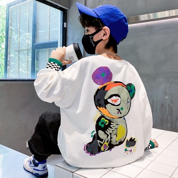 

hoodies sweatshirts spring fall boys kids teen white cotton pullover sport baby children long sleeve t shirt 4 6 7 8 10 12 13 14 y 230418, Black