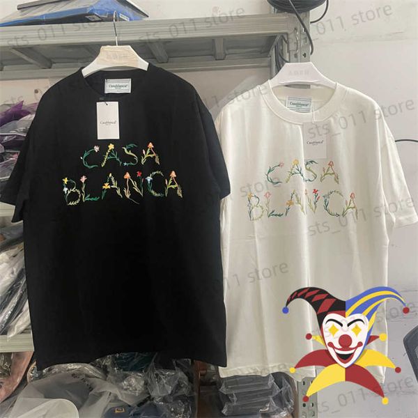 

men's t-shirts casablanca floral letter print t shirt men women oversized t-shirt tees t230419, White;black