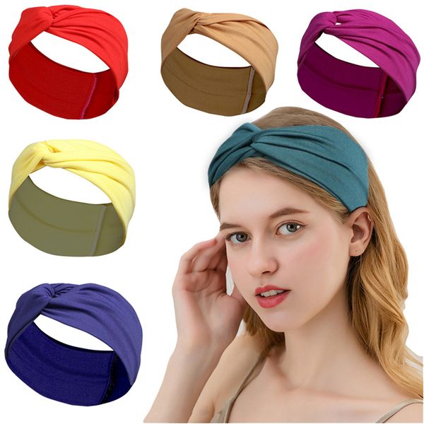 

13 colors headbands solid twist sport fashion yoga stretch headbands women turban bandana head wrap hair accessories lt360, Silver