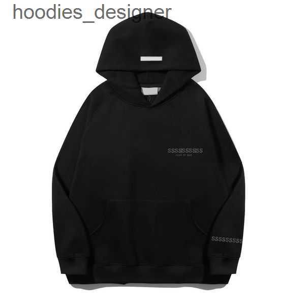 

hoodies designer mens essentail hoodie long sleeve pullover essentail hooded loose sportwear essen pant letter hoody woman men fashion style, Black