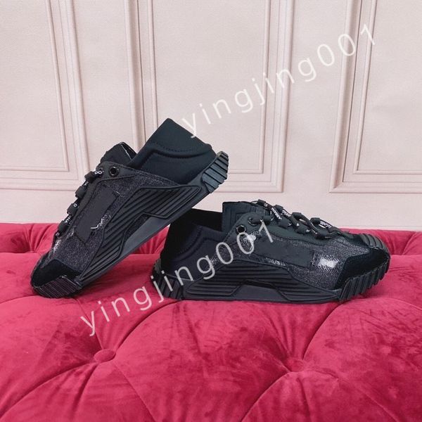 

new designer calfskin casual shoes sneakers vintage trainers fashion shoes lace-up sneaker, Black