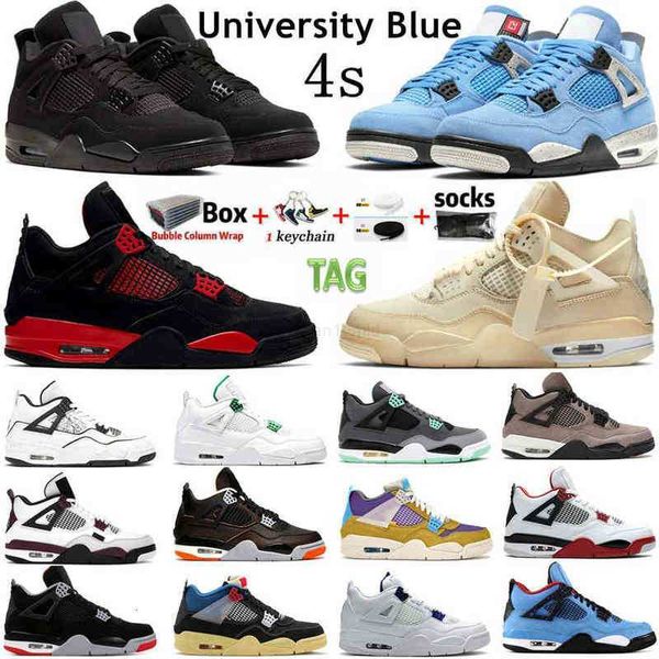 

university blue sail 4 4s mens women basketball shoes taupe haze guava ice shimmer fire red white oreo metallic purple black cat bred cactus
