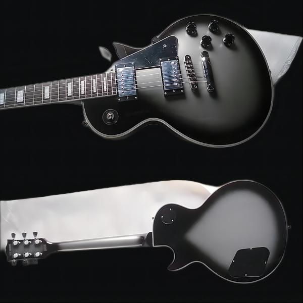 

custom shop gray sunburst electric guitar black pickguard chrome hardware258