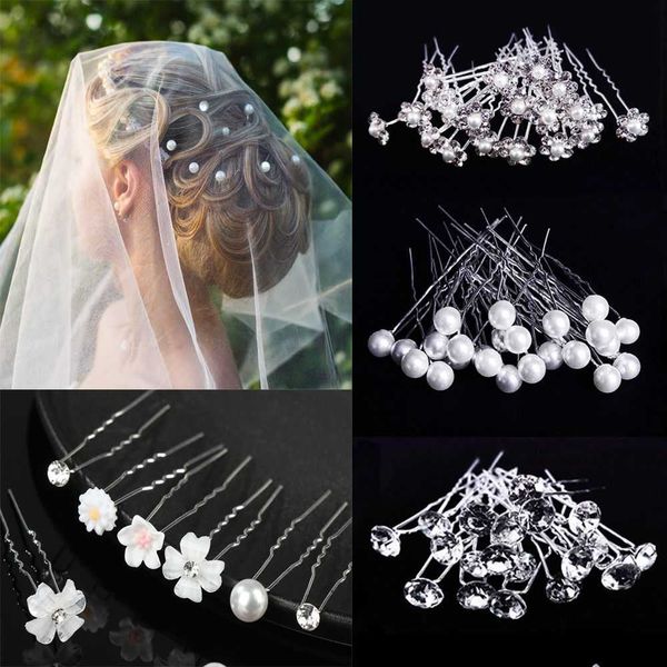 

wedding hair jewelry 20pcs bridal u-shaped pin metal barrette clip hairpins rhinestone pearl women hair accessories wedding hairstyle design, Slivery;golden