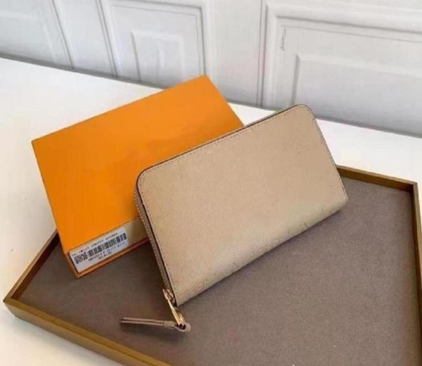 

fashion women clutch wallet embossed leather wallet single zipper wallets lady ladies long classical purse with orange box card 601588889, Red;black