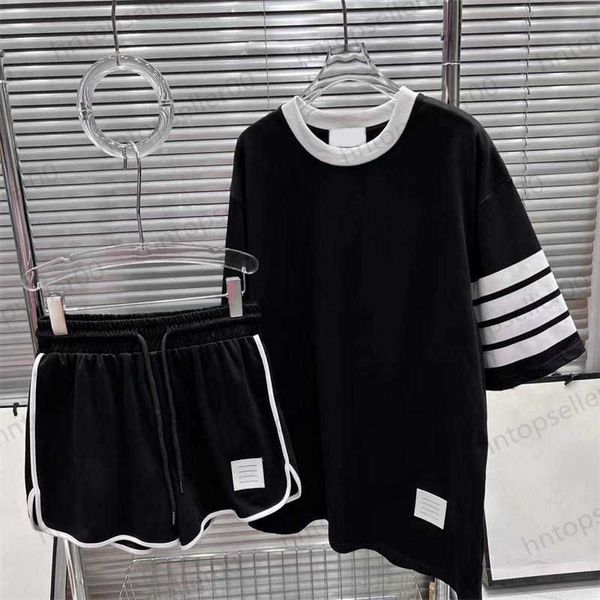 

womens two piece pants sets summer spring designer leisure fashion luxury loose classic brand logo letter printing stripe decoration sports, White