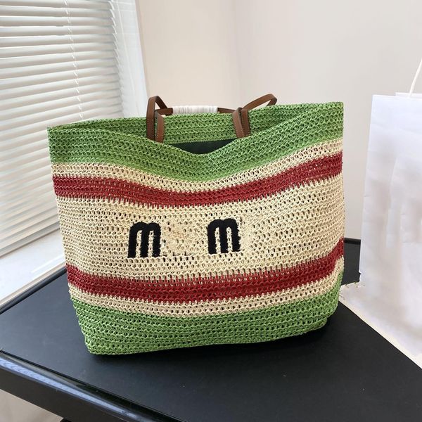 

designer beach bag 2023 straw bags embroidery six styles casual tote interior compartment knitting floral fashion women purse